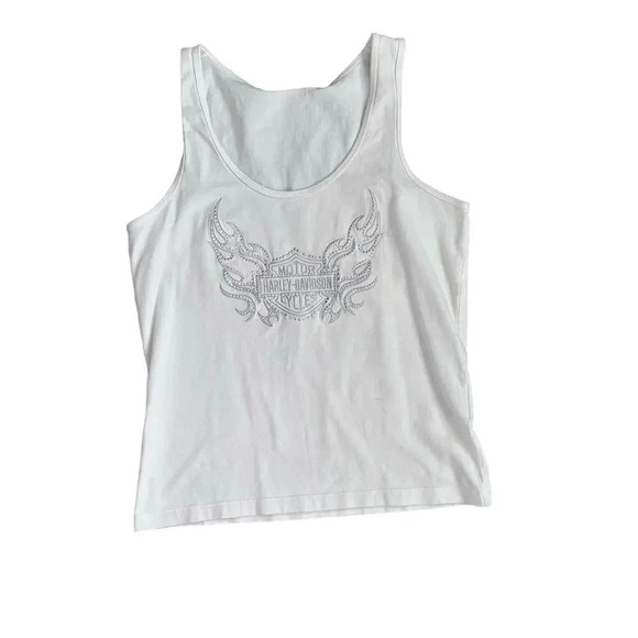 Harley Davidson Woman's White Sleeveless Tank Top Size Medium - Picture 1 of 4